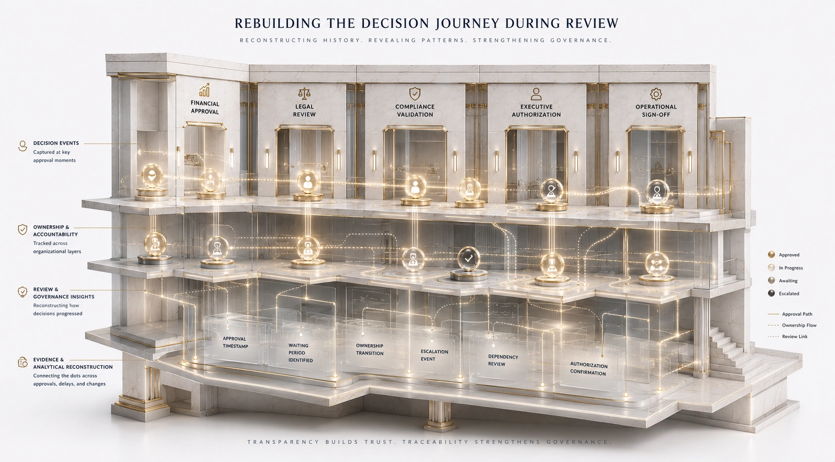 Rebuilding the decision journey during the review